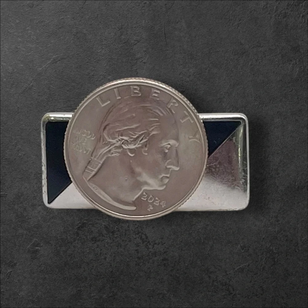 Elegant Vintage Anson Silver Tone a Black Cufflinks With Geometric Block Design